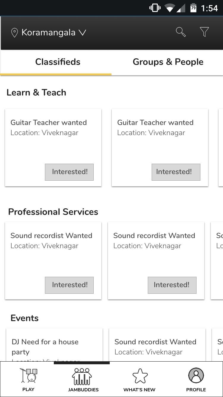 JamBuddies classifieds